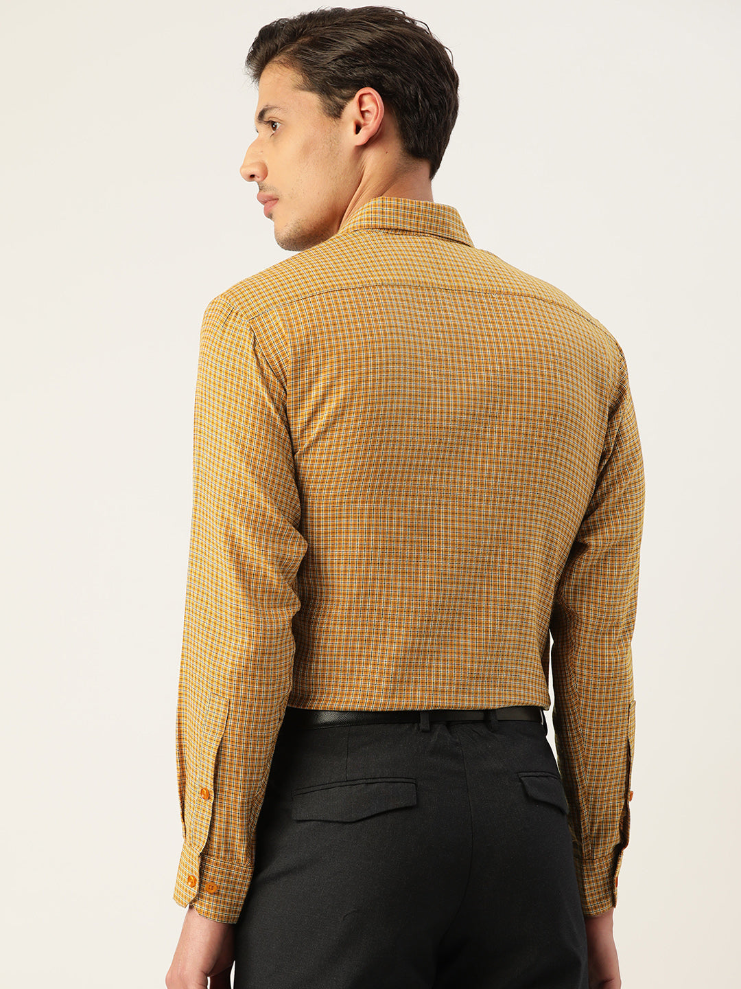 Jainish Men's Cotton Checked Formal Shirts ( SF 804Mustard ) - Distacart