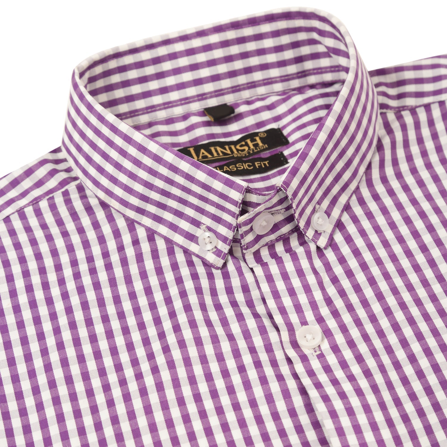 Jainish Men's Cotton Checked Button Down Collar Formal Shirts ( SF 810Purple ) - Distacart
