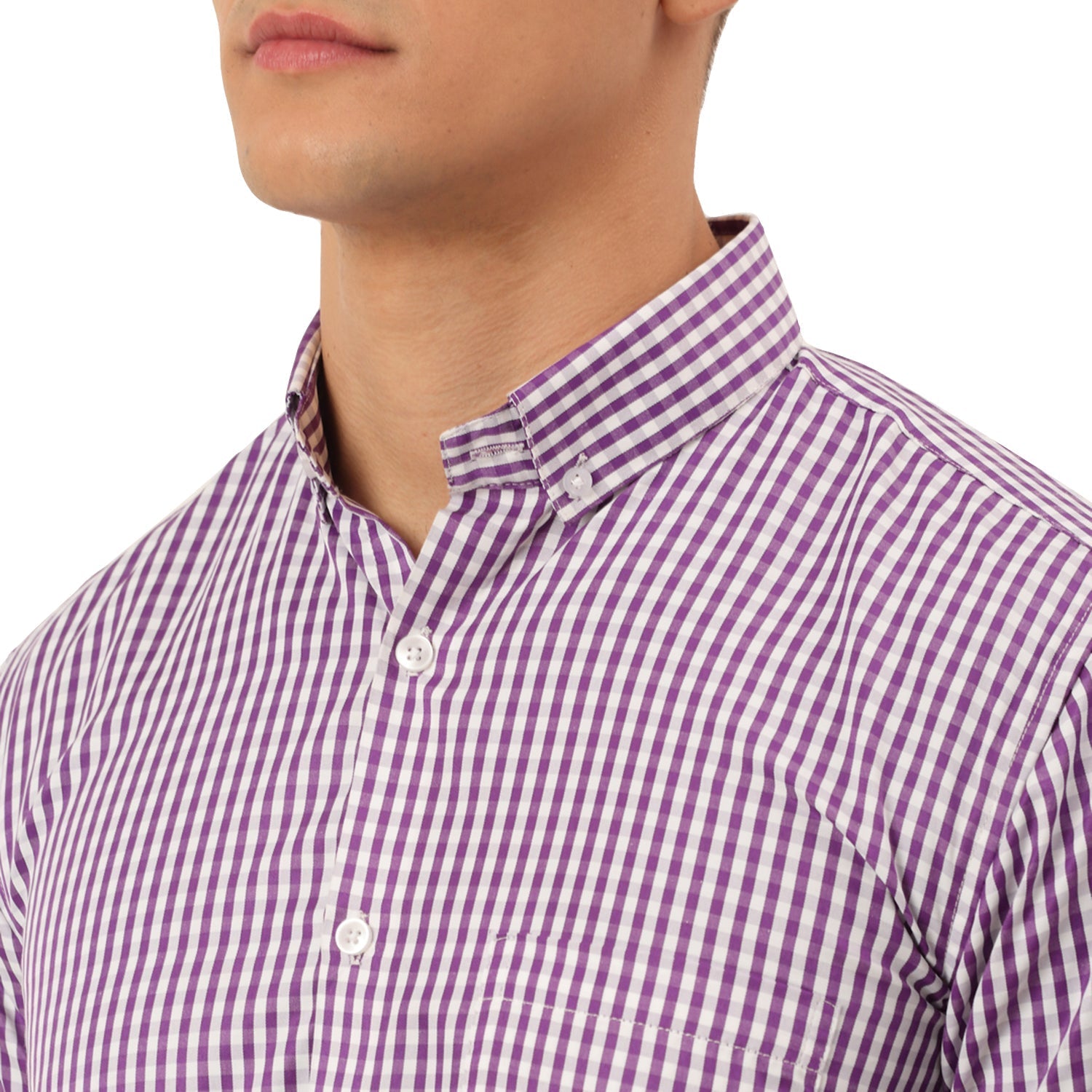 Jainish Men's Cotton Checked Button Down Collar Formal Shirts ( SF 810Purple ) - Distacart