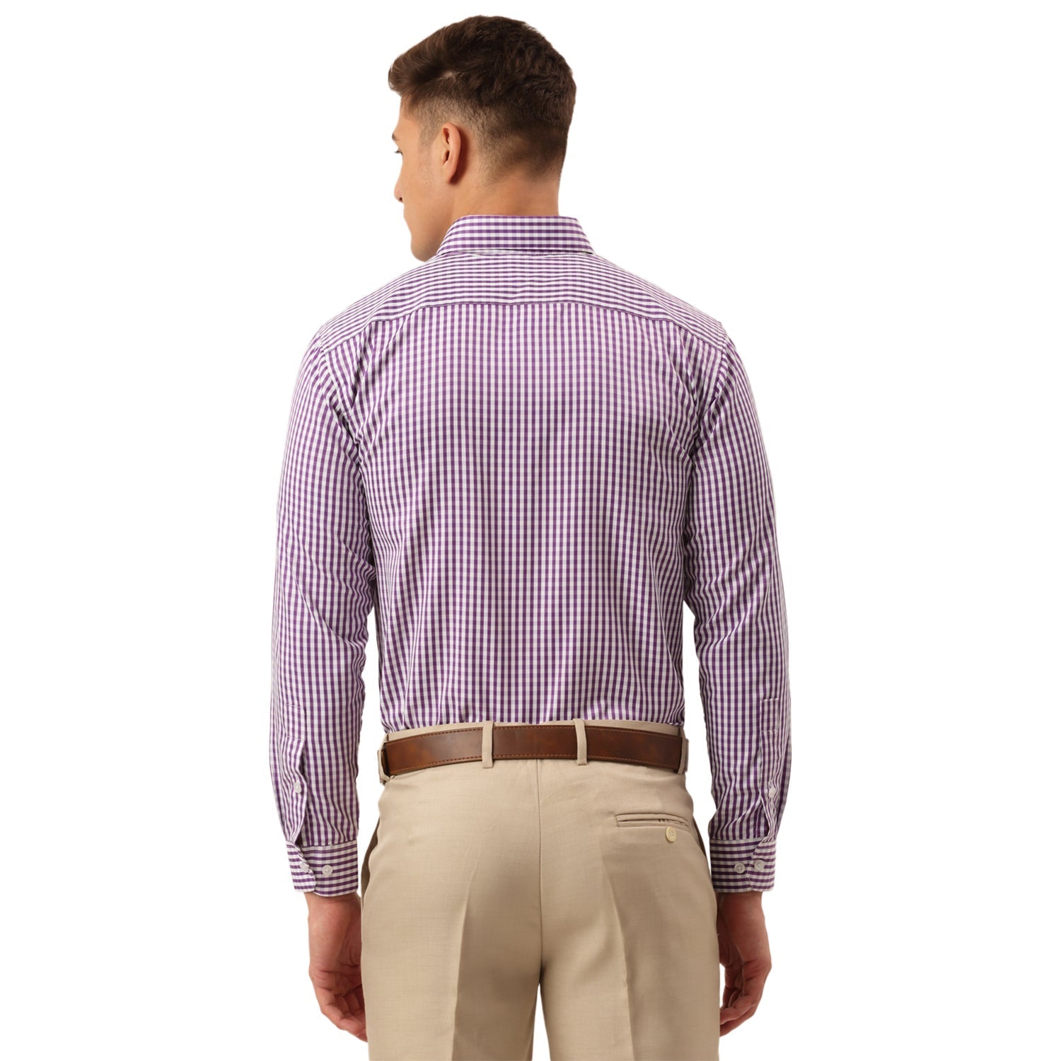Jainish Men's Cotton Checked Button Down Collar Formal Shirts ( SF 810Purple ) - Distacart