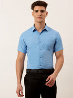 Thumbnail for Jainish Men's Cotton Solid Half Sleeve Formal Shirts ( SF 811Light-Blue ) - Distacart