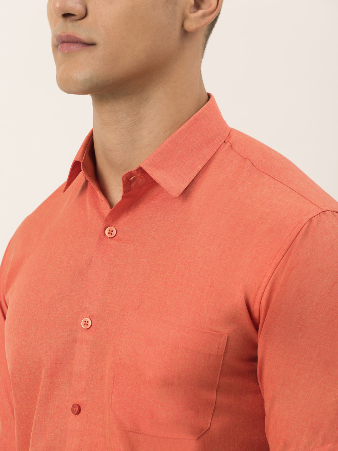 Jainish Men's Cotton Solid Half Sleeve Formal Shirts ( SF 811Peach ) - Distacart