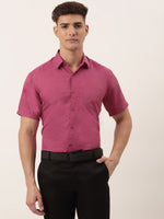 Thumbnail for Jainish Men's Cotton Solid Half Sleeve Formal Shirts ( SF 811Pink ) - Distacart