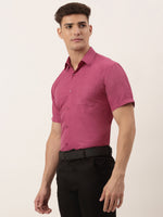 Thumbnail for Jainish Men's Cotton Solid Half Sleeve Formal Shirts ( SF 811Pink ) - Distacart