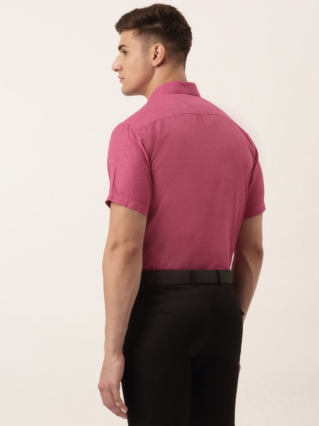Jainish Men's Cotton Solid Half Sleeve Formal Shirts ( SF 811Pink ) - Distacart