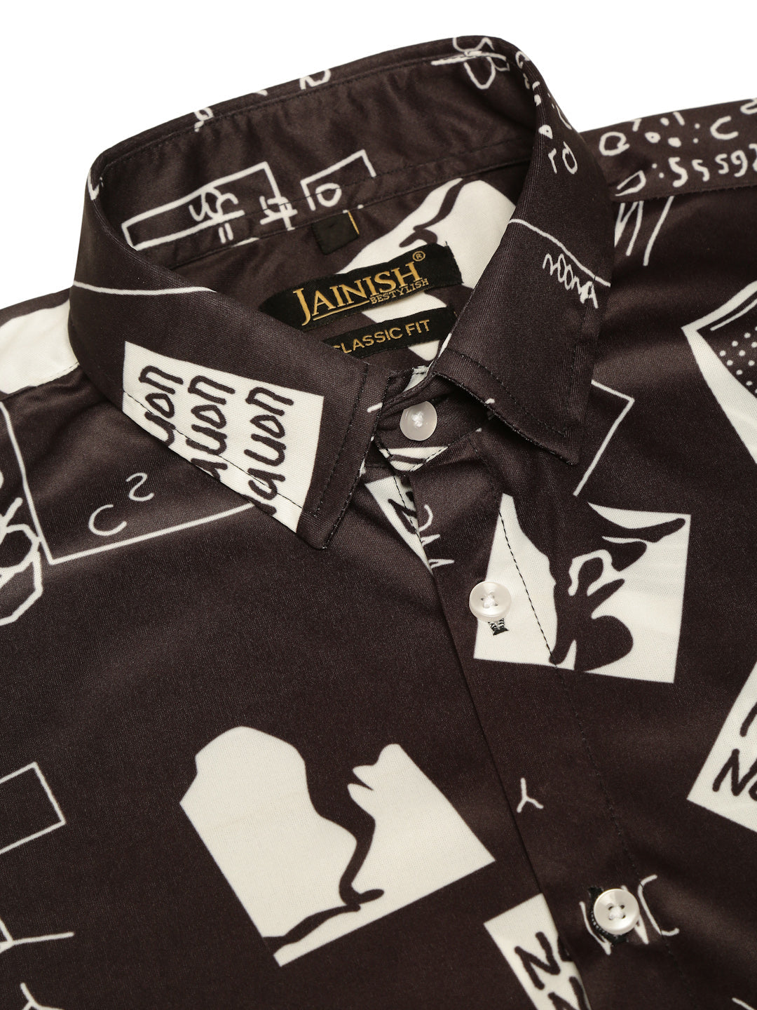 Jainish Men's Lycra Printed Half Sleeve Formal Shirts ( SF 813Black ) - Distacart