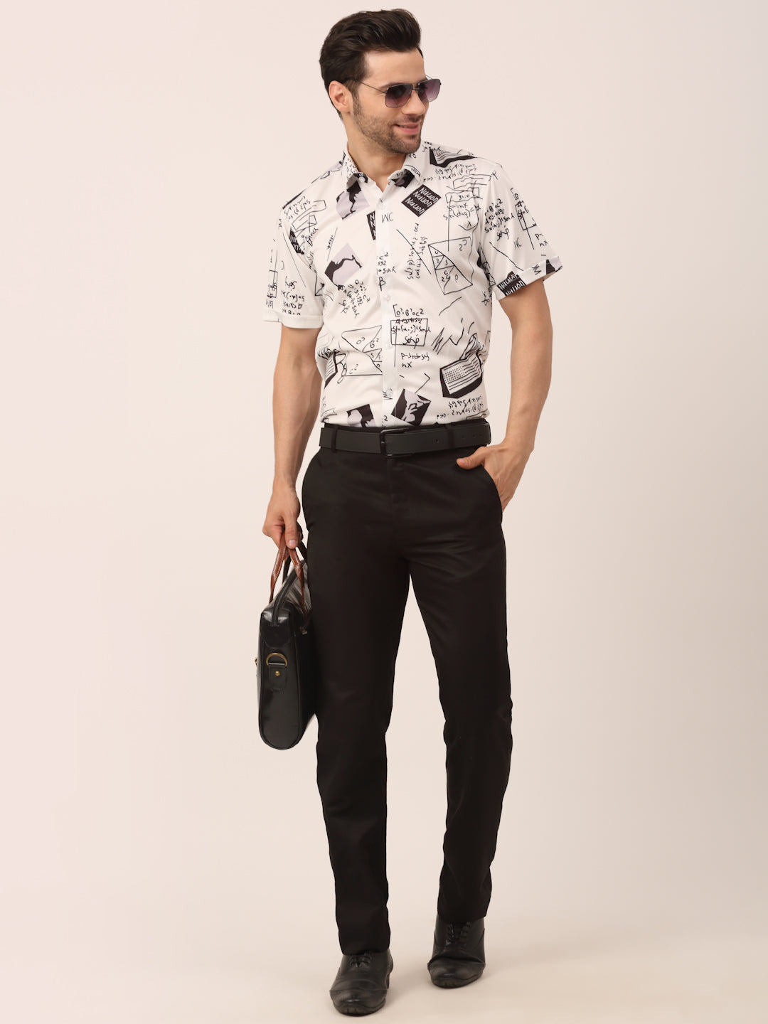 Jainish Men's Lycra Printed Half Sleeve Formal Shirts ( SF 813White ) - Distacart