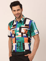 Thumbnail for Jainish Men's Lycra Printed Half Sleeve Formal Shirts ( SF 814Green ) - Distacart