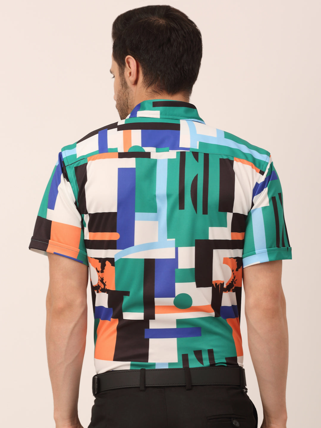 Jainish Men's Lycra Printed Half Sleeve Formal Shirts ( SF 814Green ) - Distacart