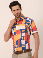 Thumbnail for Jainish Men's Lycra Printed Half Sleeve Formal Shirts ( SF 814Navy ) - Distacart