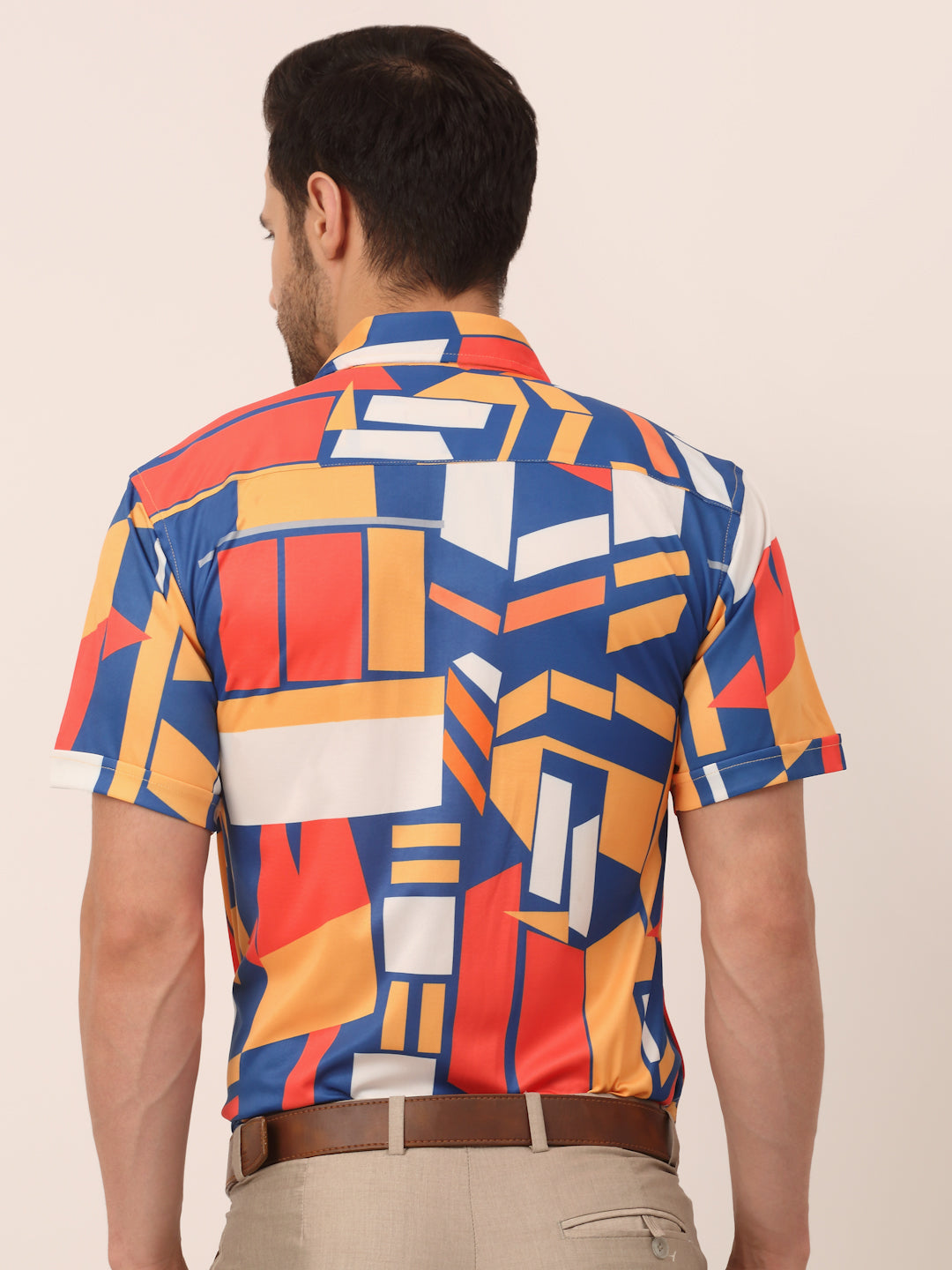 Jainish Men's Lycra Printed Half Sleeve Formal Shirts ( SF 814Navy ) - Distacart