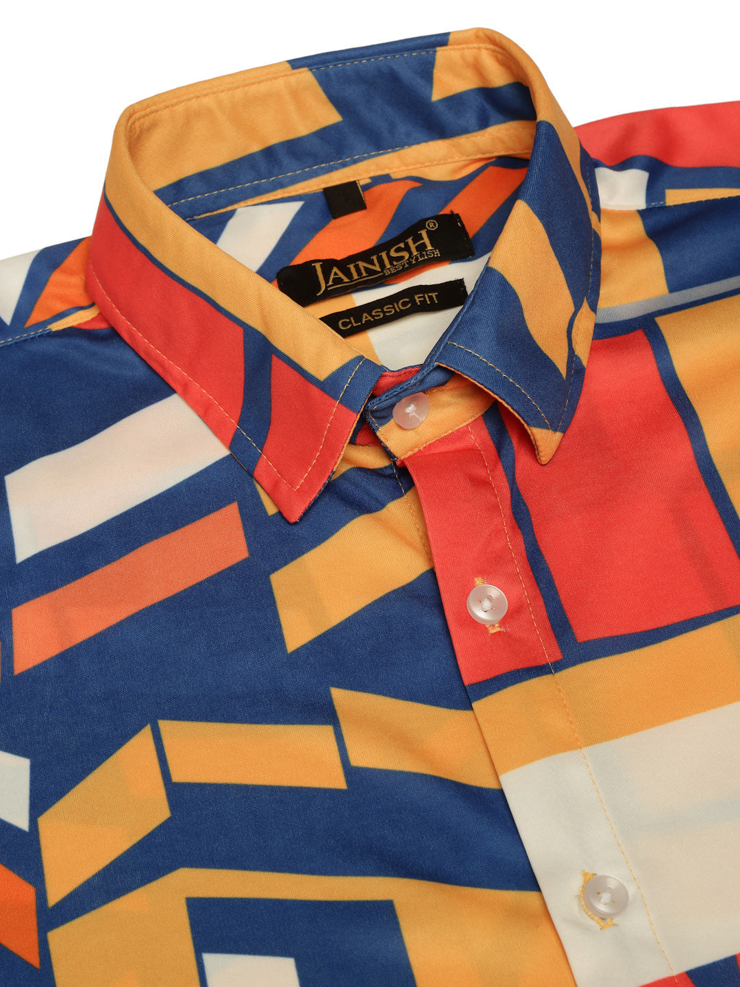 Jainish Men's Lycra Printed Half Sleeve Formal Shirts ( SF 814Navy ) - Distacart