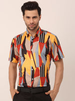 Thumbnail for Jainish Men's Lycra Printed Half Sleeve Formal Shirts ( SF 814Yellow ) - Distacart