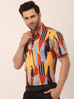 Thumbnail for Jainish Men's Lycra Printed Half Sleeve Formal Shirts ( SF 814Yellow ) - Distacart