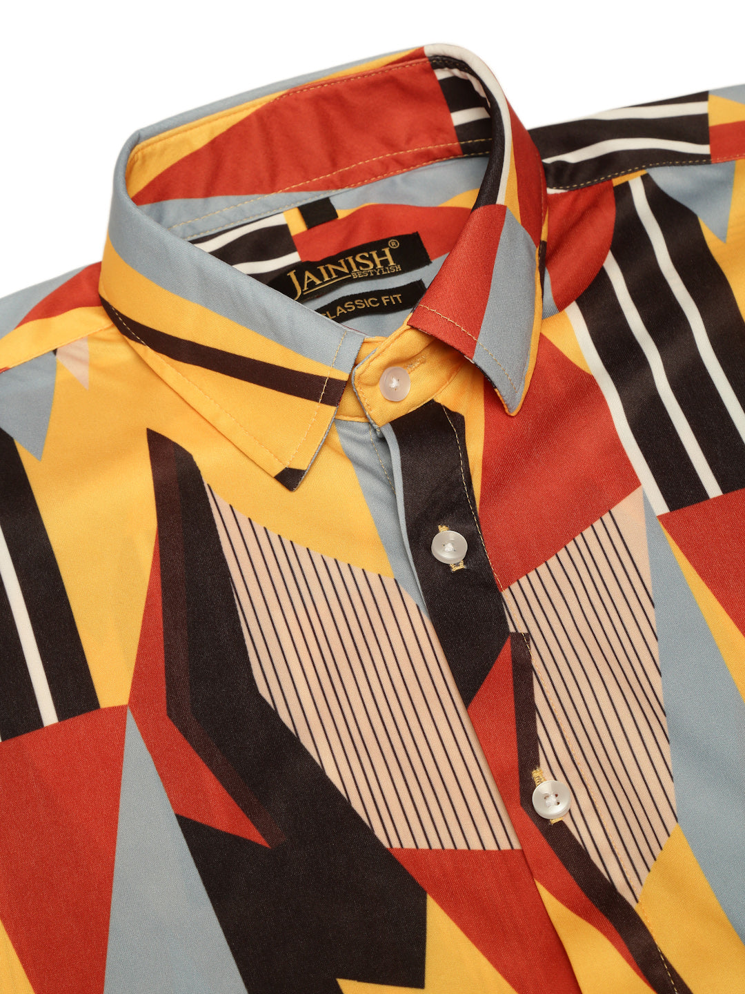 Jainish Men's Lycra Printed Half Sleeve Formal Shirts ( SF 814Yellow ) - Distacart