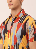 Thumbnail for Jainish Men's Lycra Printed Half Sleeve Formal Shirts ( SF 814Yellow ) - Distacart