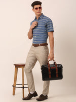 Thumbnail for Jainish Men's Cotton Striped Half Sleeve Formal Shirts ( SF 816Blue ) - Distacart