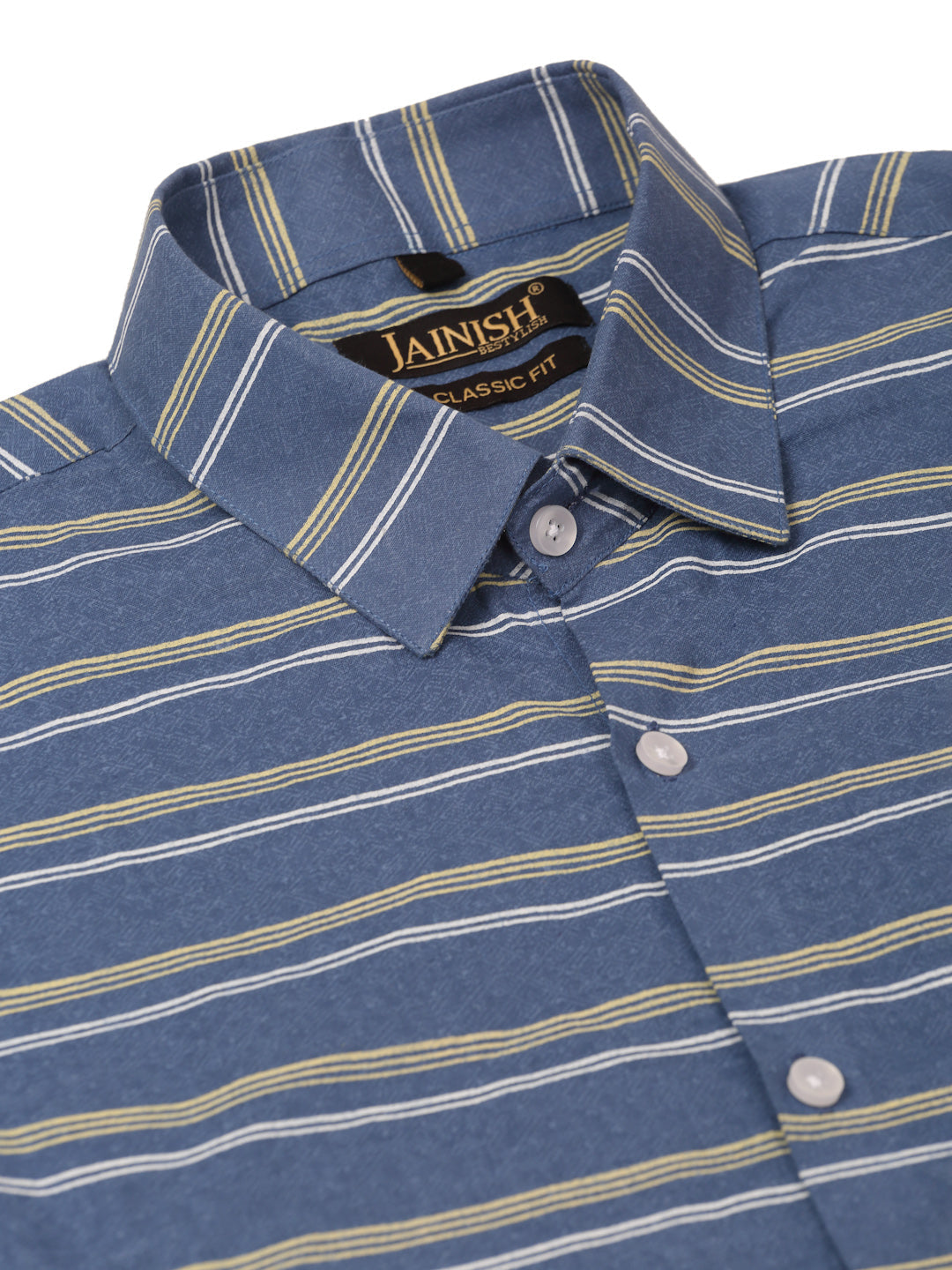 Jainish Men's Cotton Striped Half Sleeve Formal Shirts ( SF 816Blue ) - Distacart