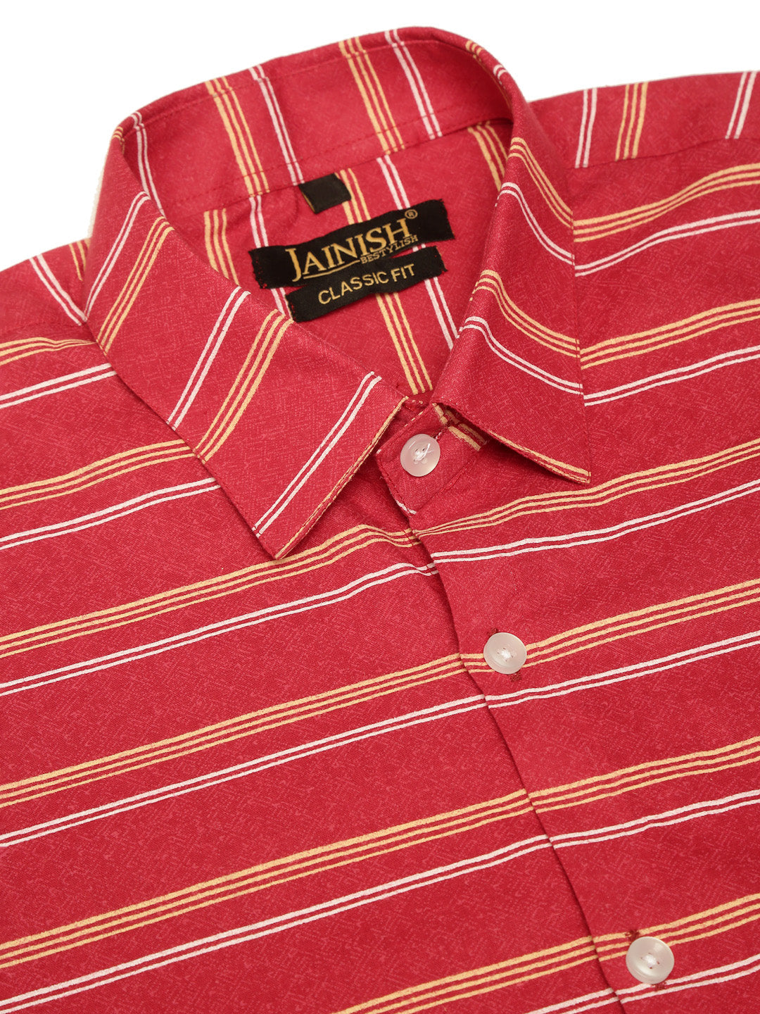 Jainish Men's Cotton Striped Half Sleeve Formal Shirts ( SF 816Maroon ) - Distacart
