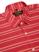 Thumbnail for Jainish Men's Cotton Striped Half Sleeve Formal Shirts ( SF 816Maroon ) - Distacart