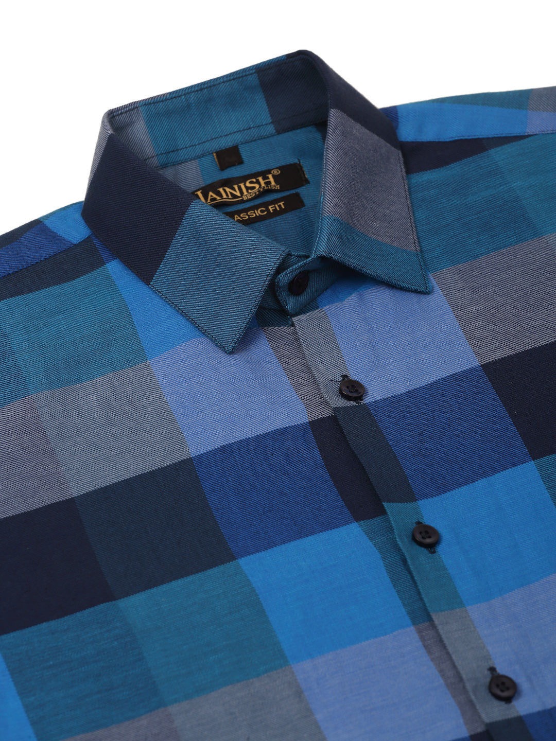 Jainish Men's Cotton Checked Half Sleeve Formal Shirts ( SF 817Blue ) - Distacart