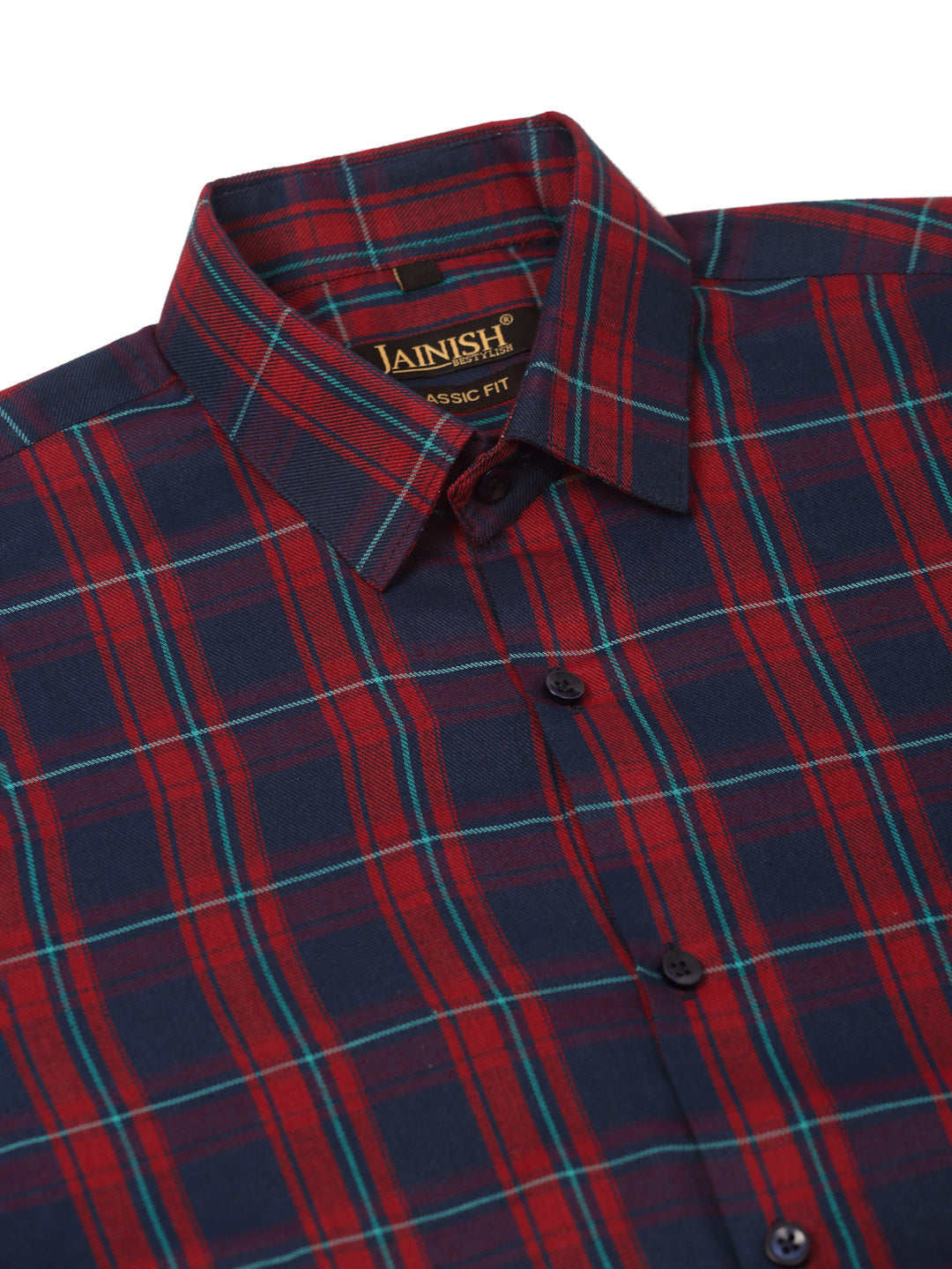 Jainish Men's Cotton Checked Half Sleeve Formal Shirts ( SF 818Red-Blue ) - Distacart