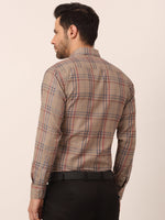 Thumbnail for Jainish Men's Cotton Checked Formal Shirts ( SF 819Brown ) - Distacart