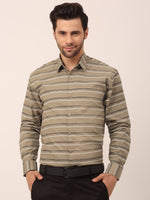 Thumbnail for Jainish Men's Cotton Striped Formal Shirts ( SF 820Brown ) - Distacart