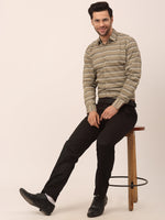 Thumbnail for Jainish Men's Cotton Striped Formal Shirts ( SF 820Brown ) - Distacart