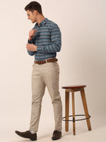 Thumbnail for Jainish Men's Cotton Striped Formal Shirts ( SF 820Grey ) - Distacart
