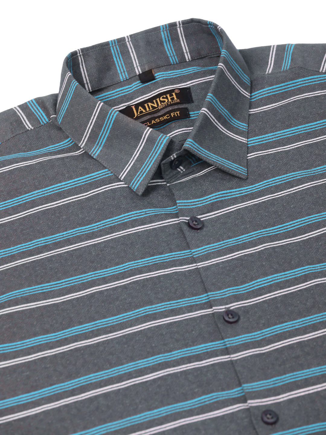 Jainish Men's Cotton Striped Formal Shirts ( SF 820Grey ) - Distacart