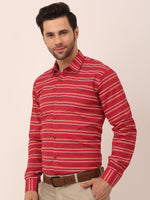 Thumbnail for Jainish Men's Cotton Striped Formal Shirts ( SF 820Maroon ) - Distacart