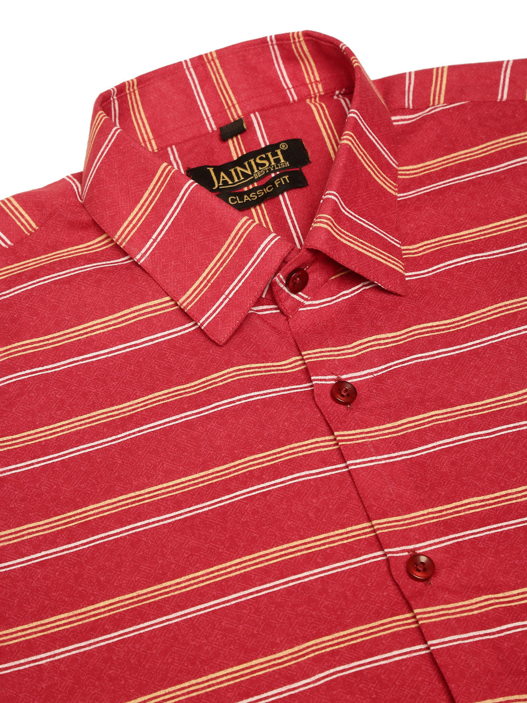 Jainish Men's Cotton Striped Formal Shirts ( SF 820Maroon ) - Distacart