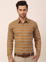 Thumbnail for Jainish Men's Cotton Striped Formal Shirts ( SF 820Mustard ) - Distacart