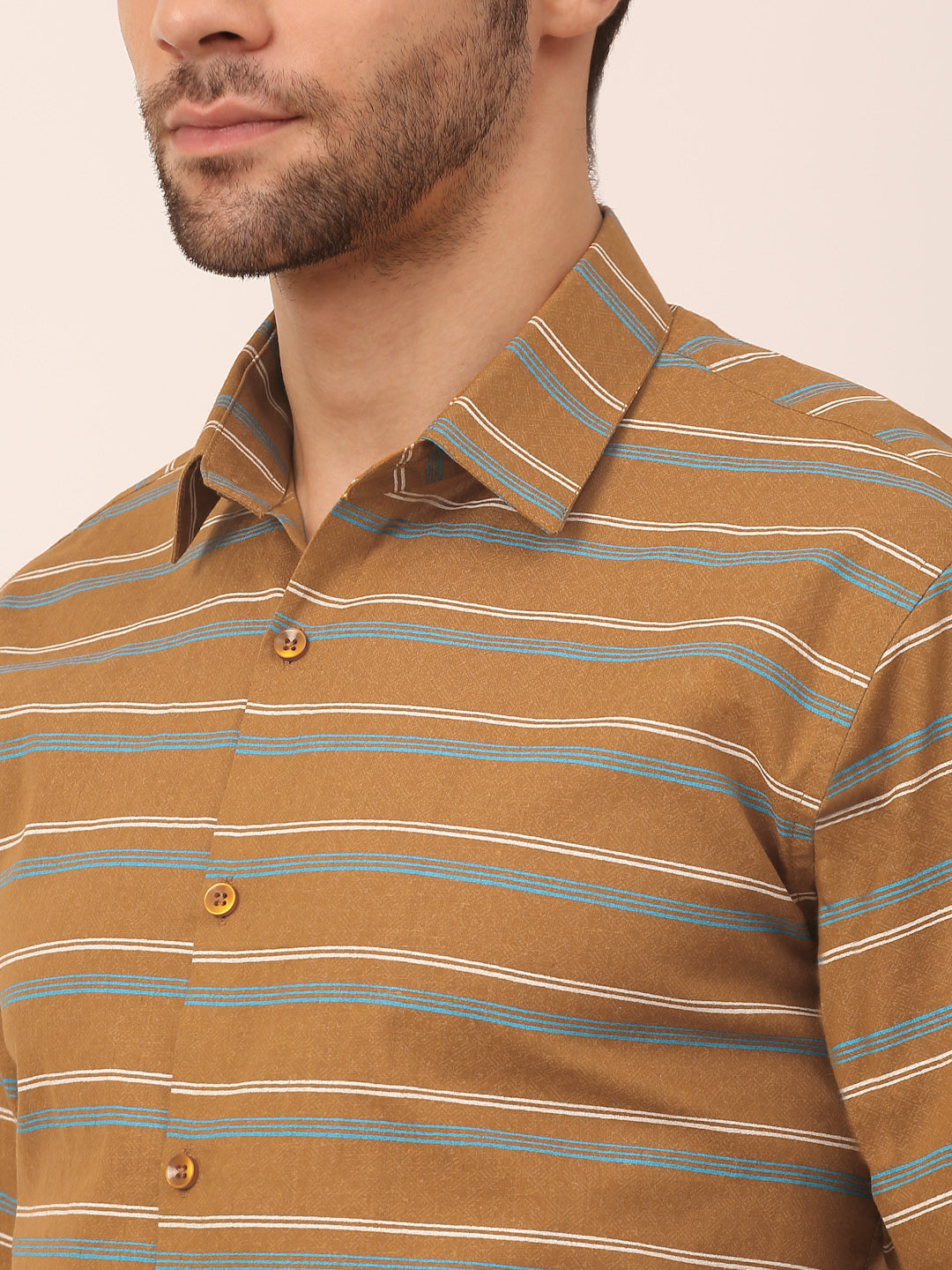 Jainish Men's Cotton Striped Formal Shirts ( SF 820Mustard ) - Distacart