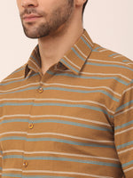Thumbnail for Jainish Men's Cotton Striped Formal Shirts ( SF 820Mustard ) - Distacart