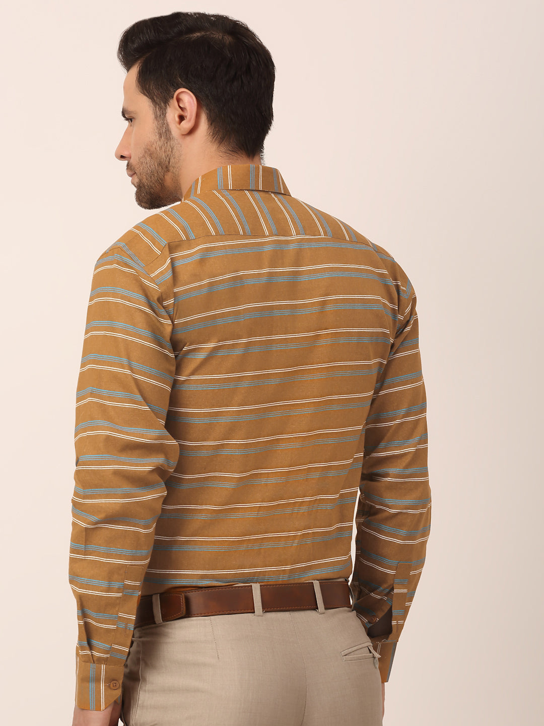 Jainish Men's Cotton Striped Formal Shirts ( SF 820Mustard ) - Distacart