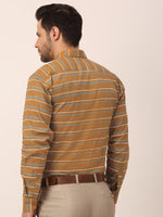 Thumbnail for Jainish Men's Cotton Striped Formal Shirts ( SF 820Mustard ) - Distacart