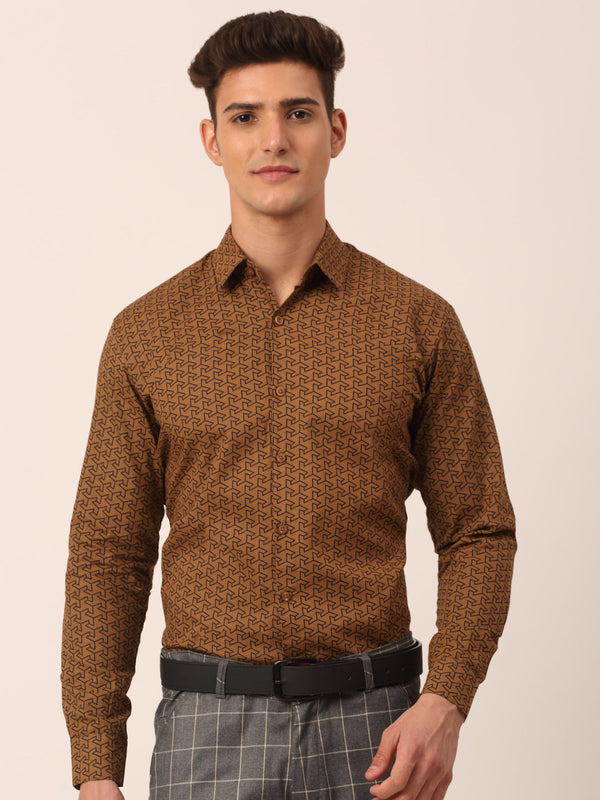 Jainish Men's Cotton Printed Formal Shirts ( SF 821Beige ) - Distacart