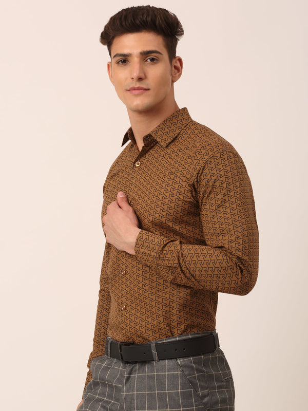 Jainish Men's Cotton Printed Formal Shirts ( SF 821Beige ) - Distacart