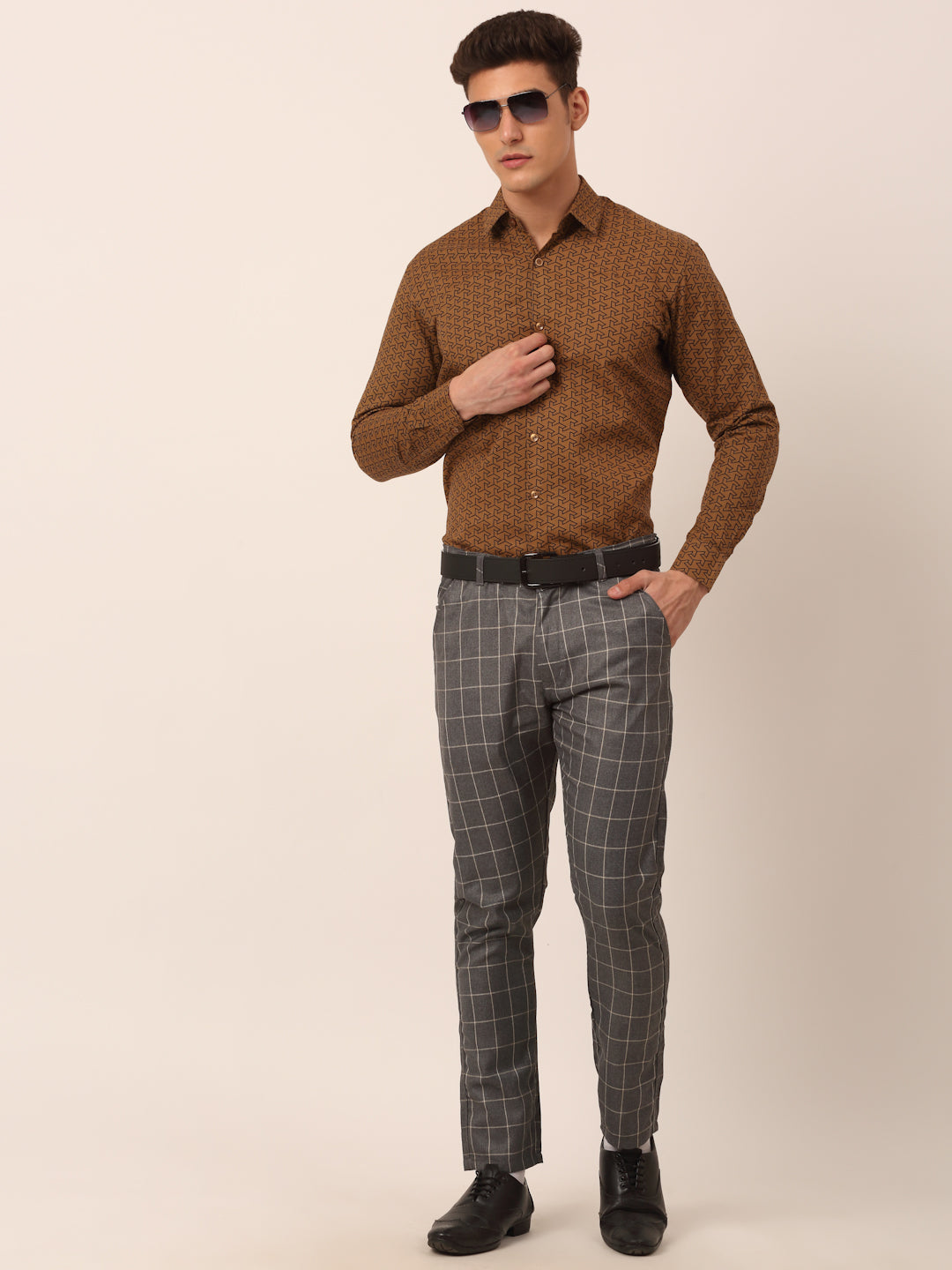 Jainish Men's Cotton Printed Formal Shirts ( SF 821Beige ) - Distacart