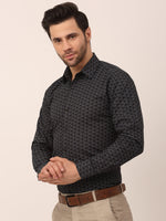 Thumbnail for Jainish Men's Cotton Printed Formal Shirts ( SF 821Black ) - Distacart