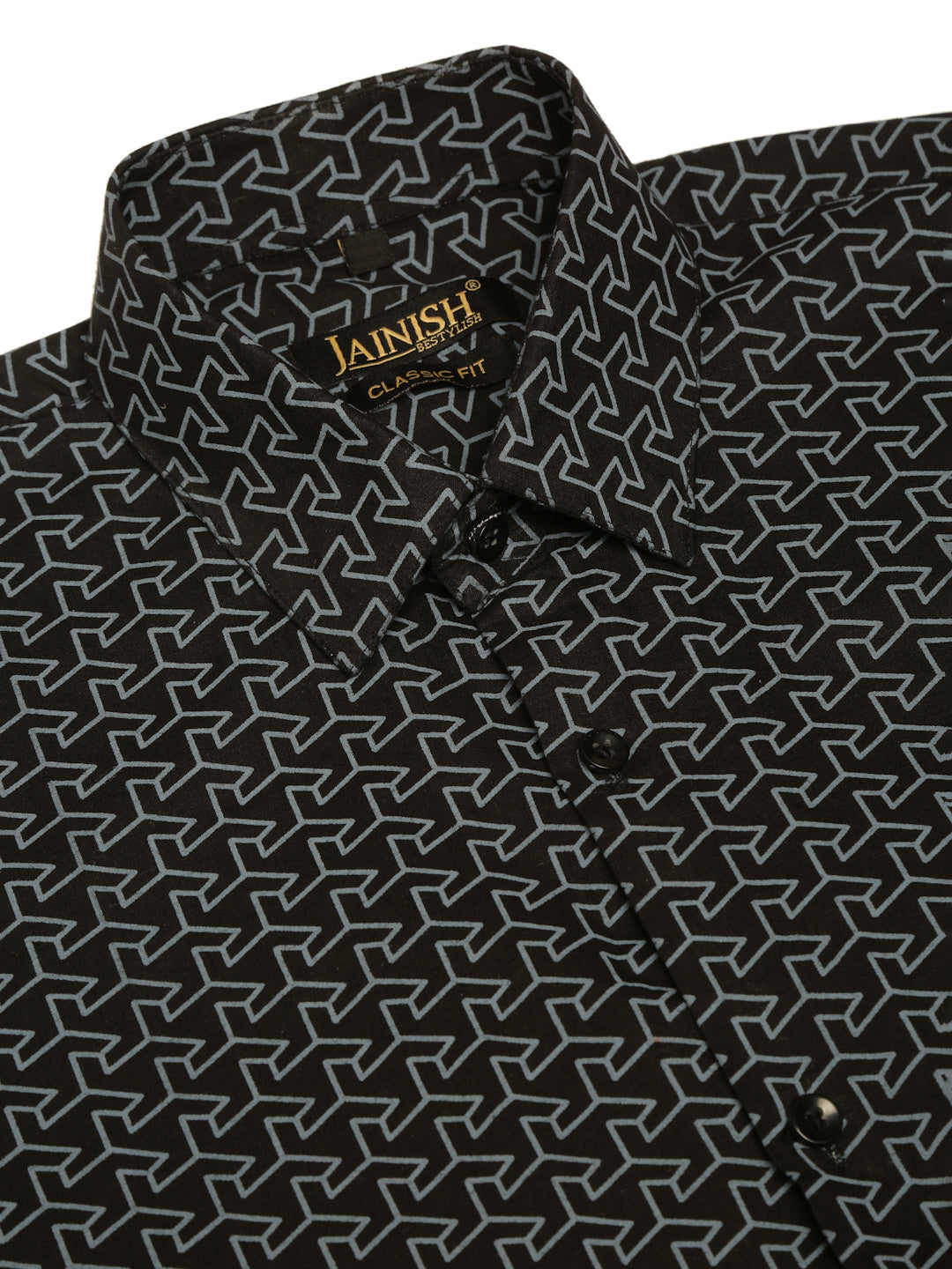 Jainish Men's Cotton Printed Formal Shirts ( SF 821Black ) - Distacart