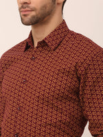 Thumbnail for Jainish Men's Cotton Printed Formal Shirts ( SF 821Brown ) - Distacart