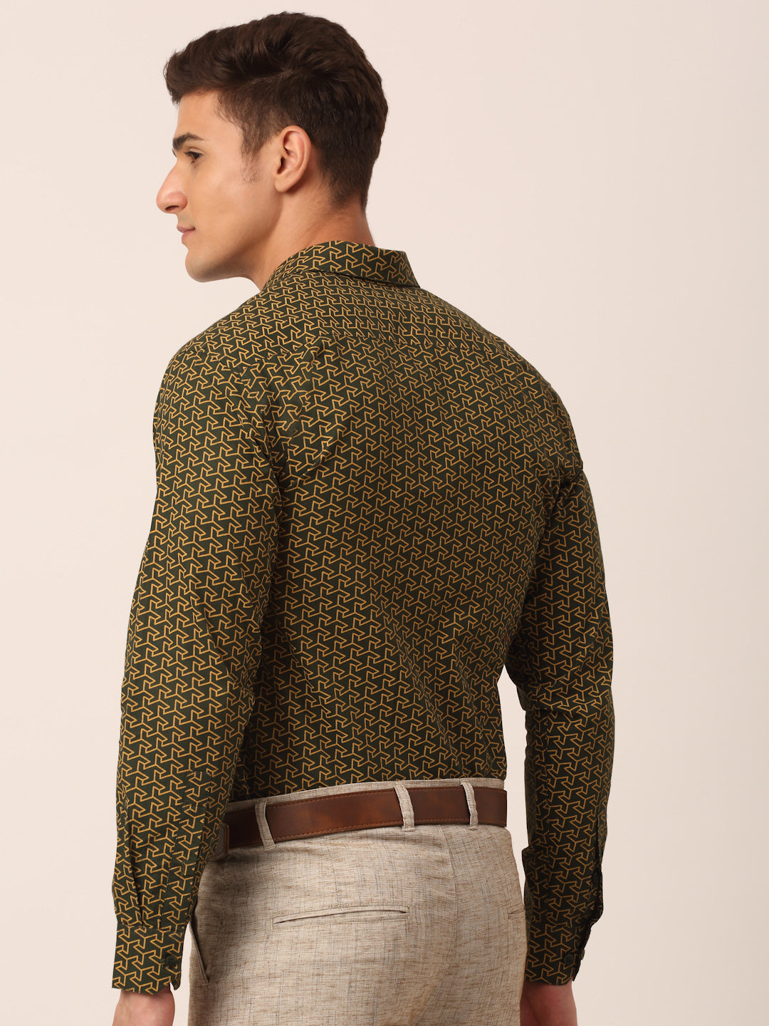 Jainish Men's Cotton Printed Formal Shirts ( SF 821Olive ) - Distacart