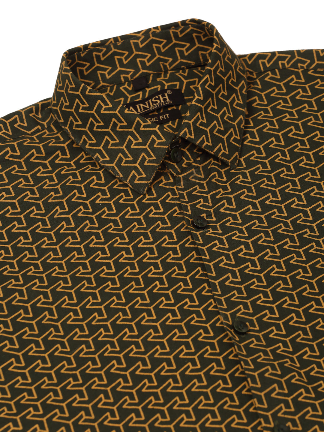 Jainish Men's Cotton Printed Formal Shirts ( SF 821Olive ) - Distacart