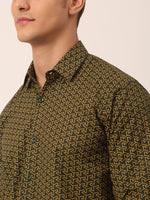 Thumbnail for Jainish Men's Cotton Printed Formal Shirts ( SF 821Olive ) - Distacart