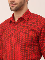 Thumbnail for Jainish Men's Cotton Printed Formal Shirts ( SF 821Red ) - Distacart