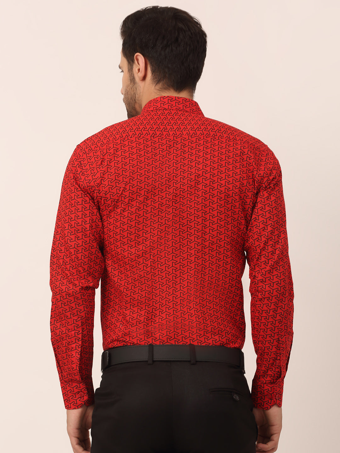 Jainish Men's Cotton Printed Formal Shirts ( SF 821Red ) - Distacart