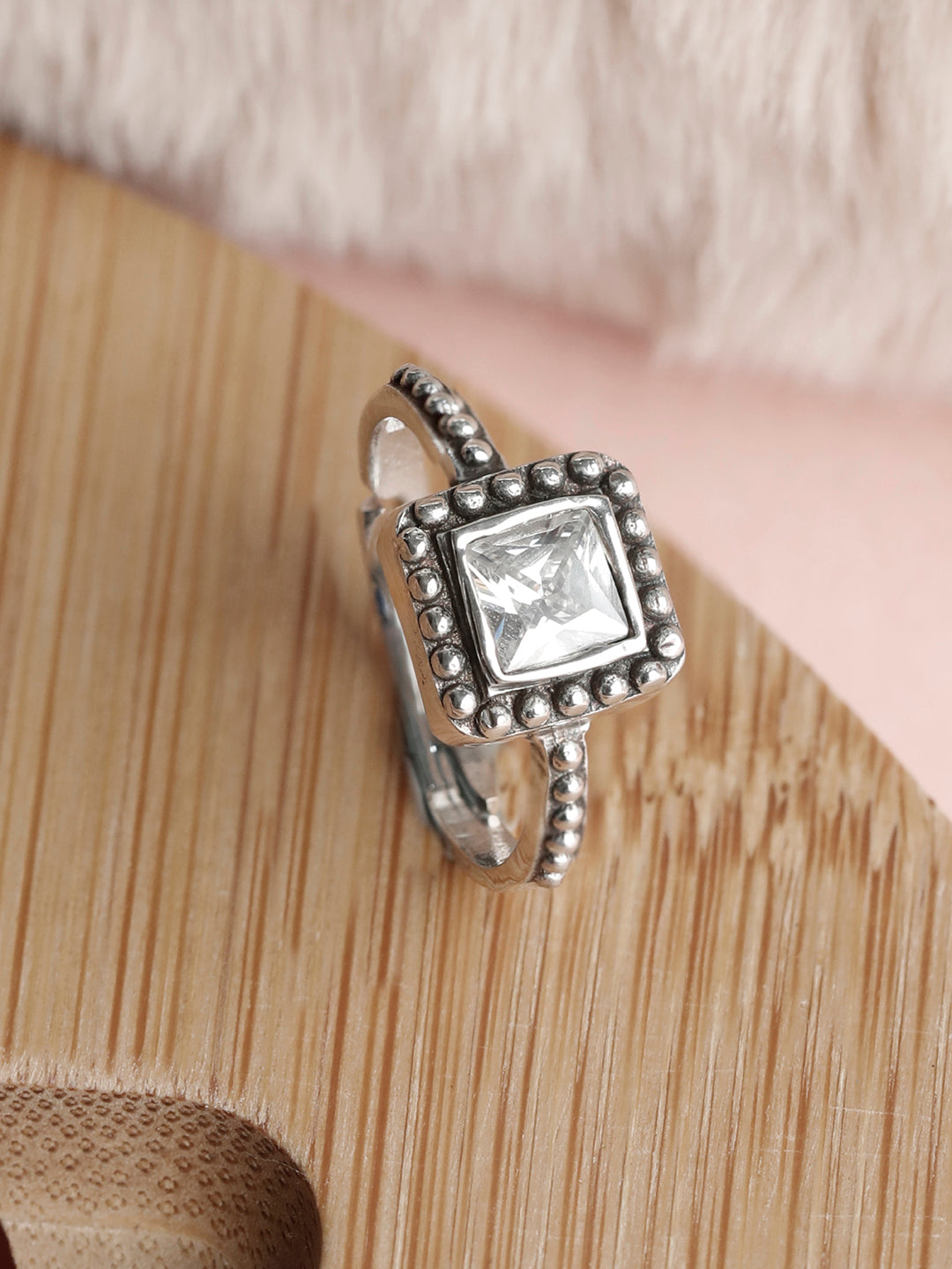 Priyaasi Women Oxidised Silver Solitaire Ring - Distacart